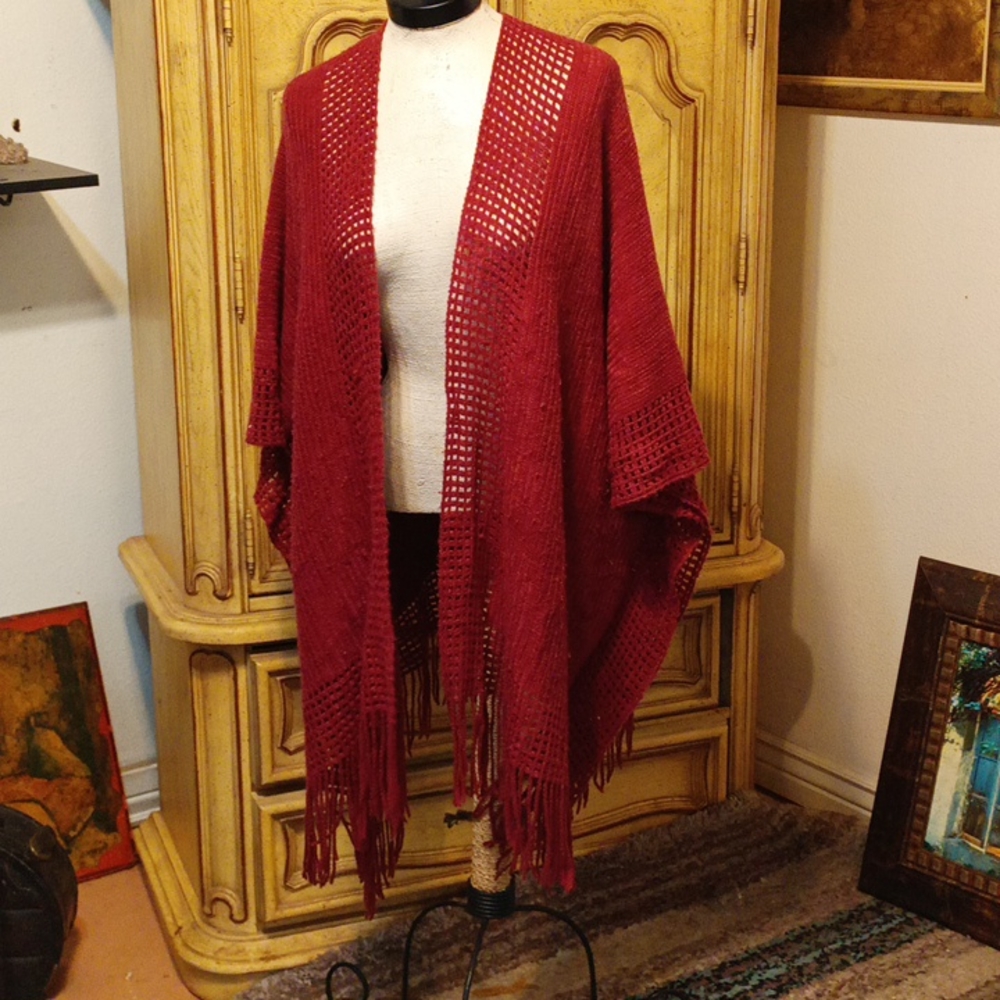Womens Soft knit sweater cardigan open front 1 sz fits Most MAX EDITION Rust